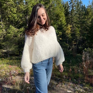 Mohair Knit Sweater, Cloud Jumper, Cropped Sweater, Hand Knit, Gift for Her