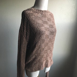 vintage powyniq bluhmod wool knit mocha brown fisherman open knit jumper slouchy sweater made in germany
