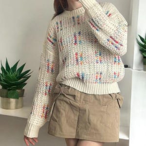 Women’s Long Sleeve Crew Neck Knit Sweater - Loose Fit Casual Knit Pullover, Lightweight Comfortable Knitted Top
