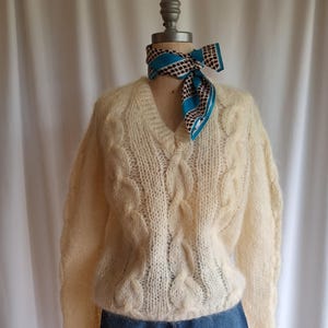 60s Italian mohair blend pullover sweater cream medium large